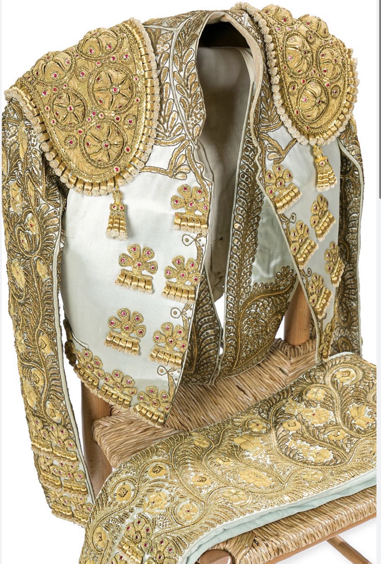 Traje de luces espuma de mar y oro — Manolete, San Sebastián 1947 — detalle